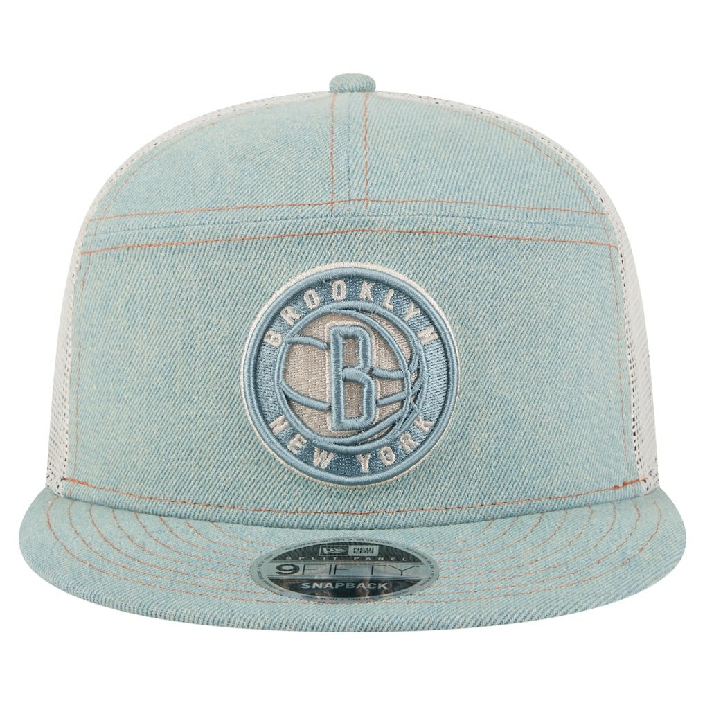 Brooklyn Nets Adventure Denim Split Panel 9FIFTY Snapback Trucker Hat | New Era online