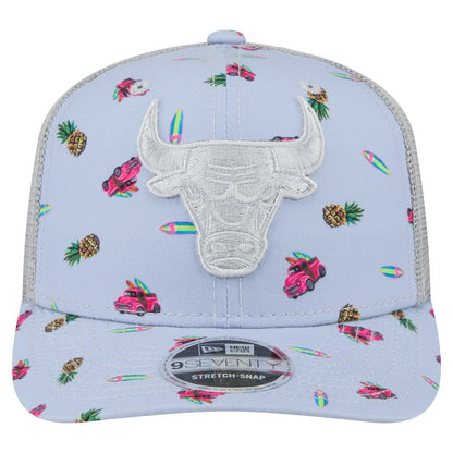 Chicago Bulls Adventure Aloha Pattern 9SEVENTY Stretch-Snap Hat - Light Blue/Gray | New Era for sale