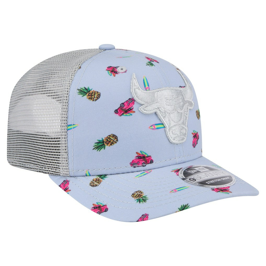 Chicago Bulls Adventure Aloha Pattern 9SEVENTY Stretch-Snap Hat - Light Blue/Gray | New Era for sale