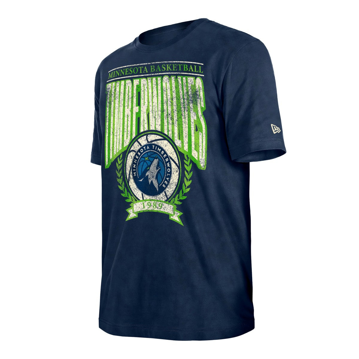 Minnesota Timberwolves Throwback Vintage Boxy Mineral Wash T-Shirt - Navy | New Era online