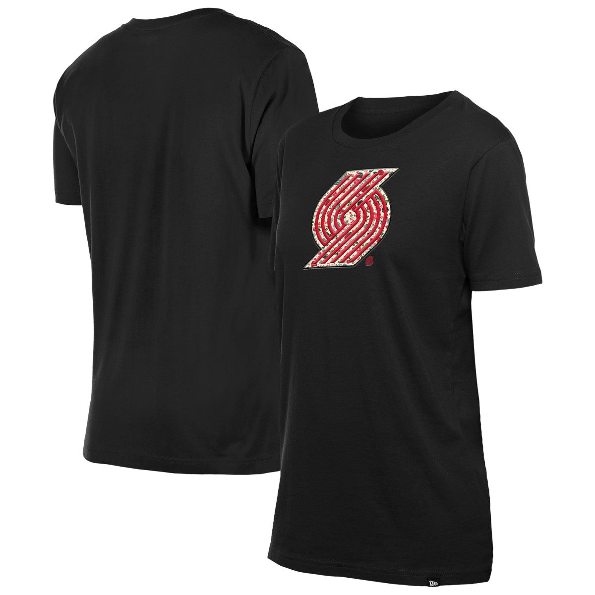 Portland Trail Blazers Women's Glam Game Flower T-Shirt - Black | New Era shop