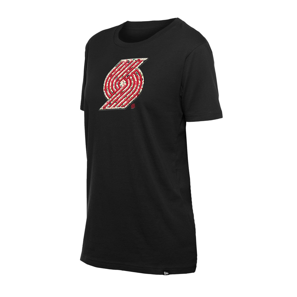 Portland Trail Blazers Women's Glam Game Flower T-Shirt - Black | New Era shop