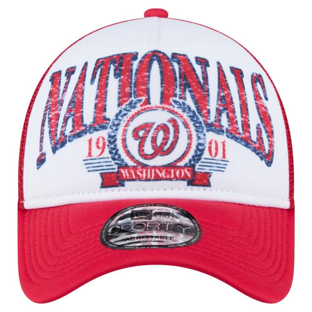Washington Nationals Distressed 9FORTY A-Frame Adjustable Trucker Hat - Red | New Era