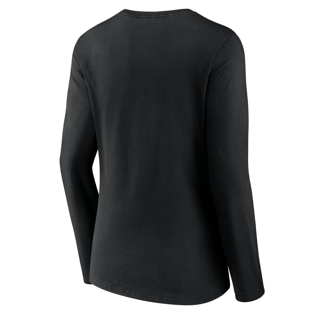 Cincinnati Reds Women's Fastball Long Sleeve V-Neck T-Shirt - Black