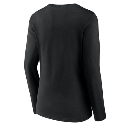 Cincinnati Reds Women's Fastball Long Sleeve V-Neck T-Shirt - Black
