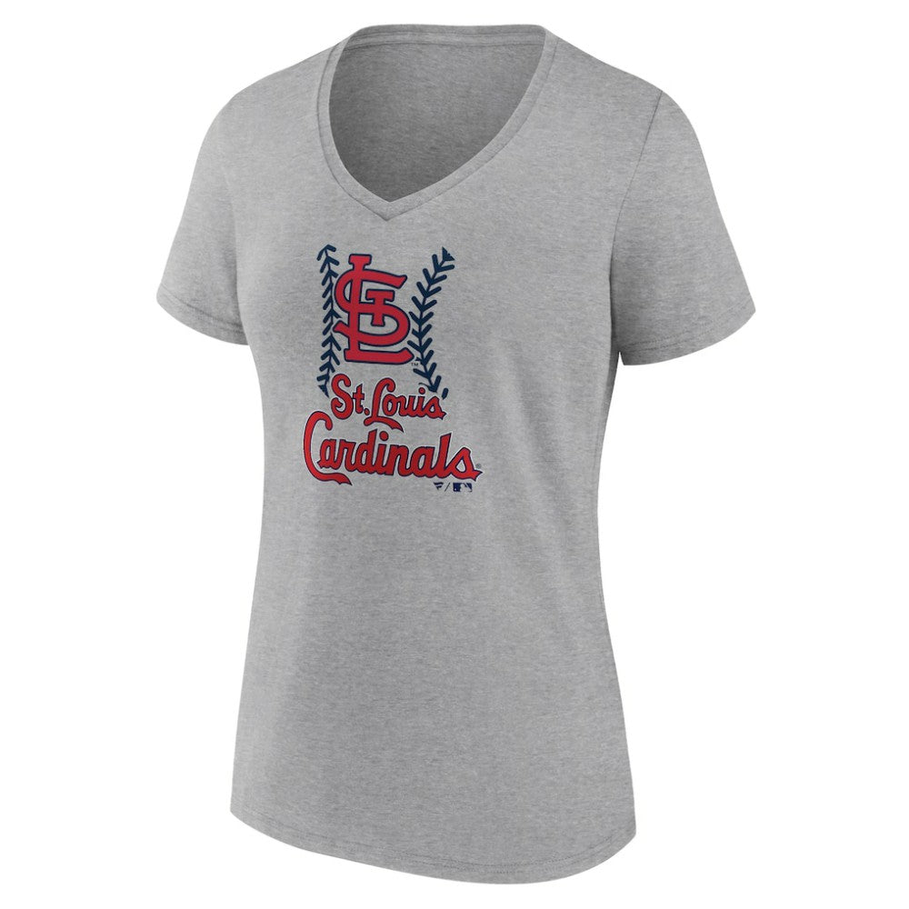 St. Louis Cardinals Women's Fastball V-Neck T-Shirt - Gray