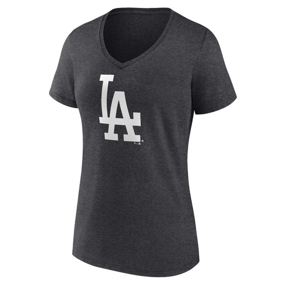 Los Angeles Dodgers Women's Monochrome V-Neck T-Shirt - Charcoal