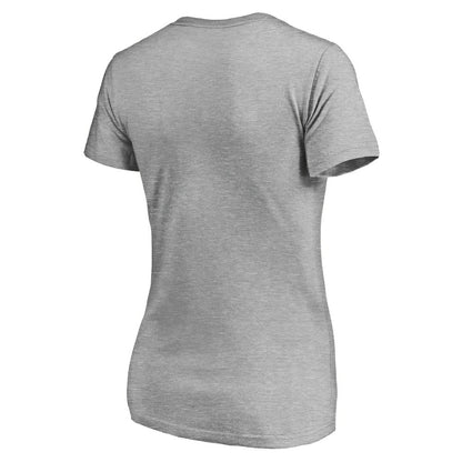 Chicago Cubs Women's Evanston Stencil V-Neck T-Shirt - Gray