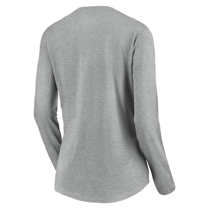 Cincinnati Reds Women's Evanston Stencil Long Sleeve V-Neck T-Shirt - Gray
