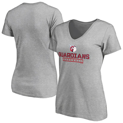 Cleveland Guardians Women's Evanston Stencil V-Neck T-Shirt - Gray