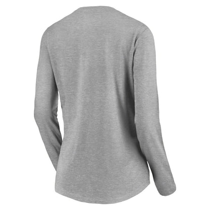 Los Angeles Dodgers Women's Evanston Stencil Long Sleeve V-Neck T-Shirt - Gray