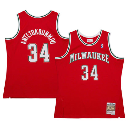 Giannis Antetokounmpo Milwaukee Bucks 2014/15 Hardwood Classics Swingman Jersey - Red | Mitchell & Ness for sale