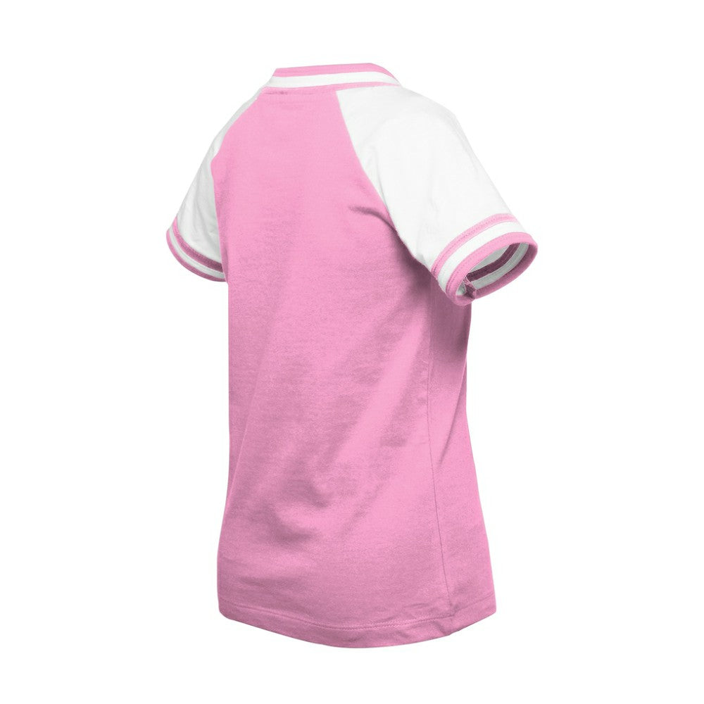 Cleveland Guardians Girls Youth Mommy & Me Raglan V-Neck T-Shirt - Pink | New Era