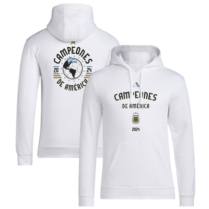 Argentina National Team 2024 Copa America Champions Pullover Hoodie - White | Adidas for sale