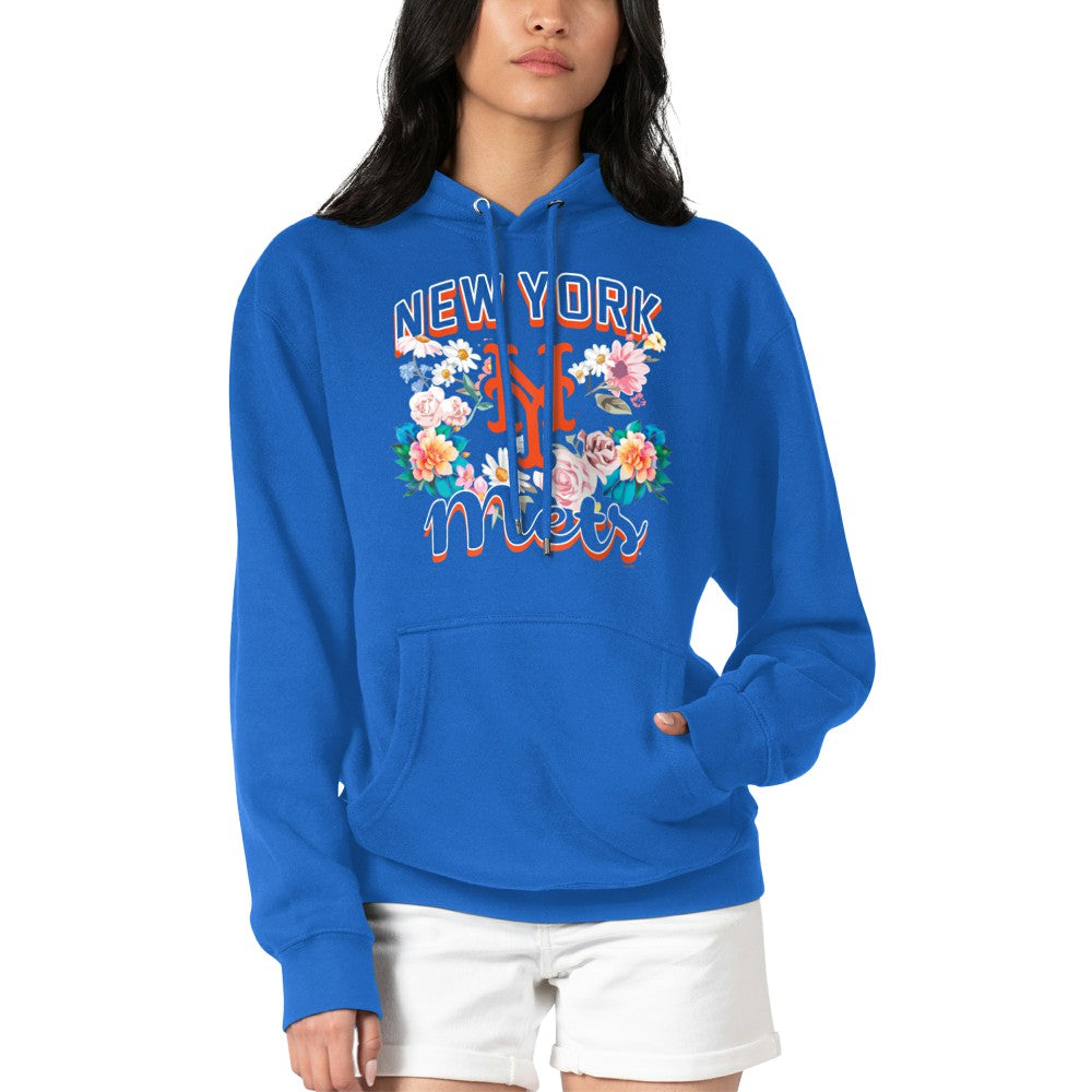 New York Mets G-III 4Her by Carl Banks Women's Flowers Graphic Pullover Hoodie - Royal