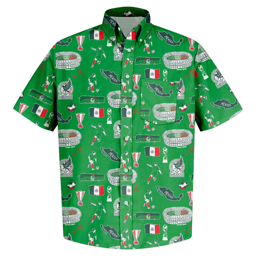 Mexico National Team Vive La Fete Impressions Artwork Button-Down Shirt - Green sale