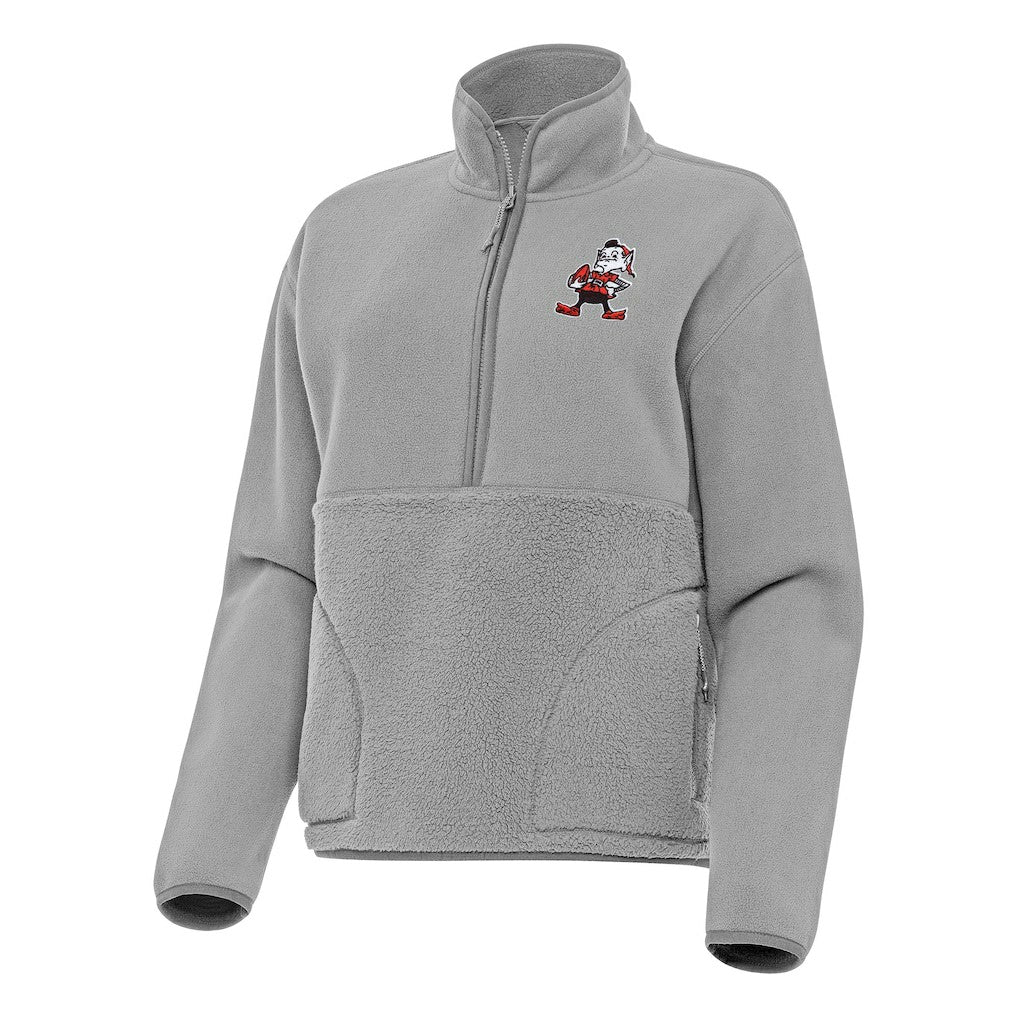 Cleveland Browns Antigua Women's Figure Half-Zip Sweatshirt - Gray outlet