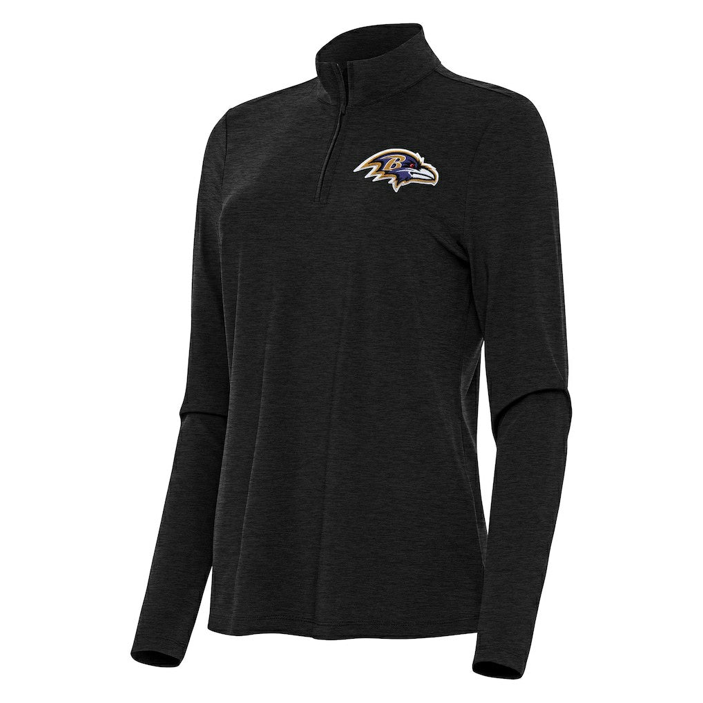 Baltimore Ravens Antigua Women's Bright Quarter-Zip Sweatshirt - Heather Black for sale