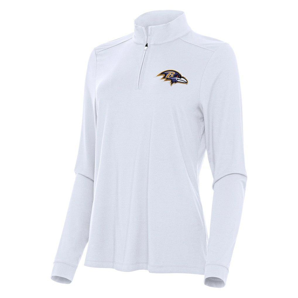 Baltimore Ravens Antigua Women's Intent Quarter-Zip Sweatshirt - White sale