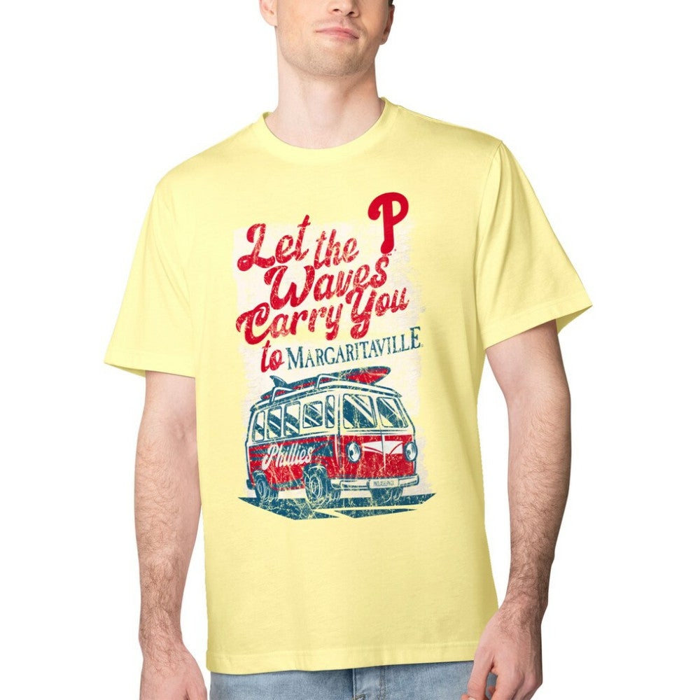 Philadelphia Phillies Margaritaville Bus Waves Graphic T-Shirt - Yellow