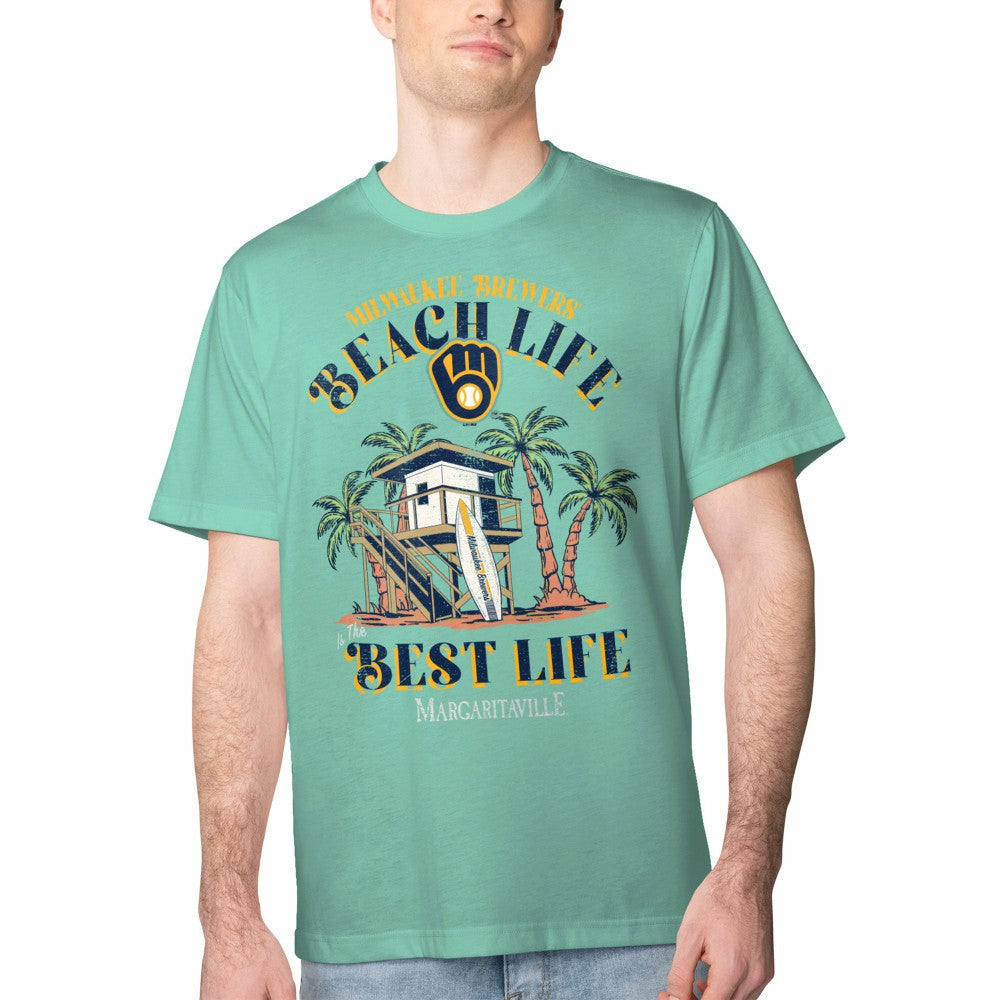 Milwaukee Brewers Margaritaville Beach Hut Graphic T-Shirt - Mint