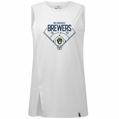 Milwaukee Brewers Levelwear Women's Influx Home Field Tank Top - White