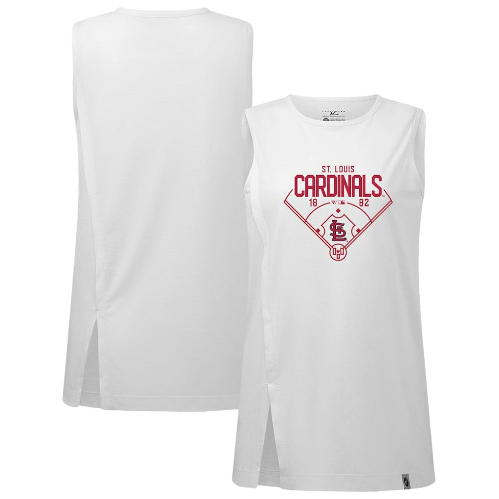 St. Louis Cardinals Levelwear Women's Influx Home Field Tank Top - White