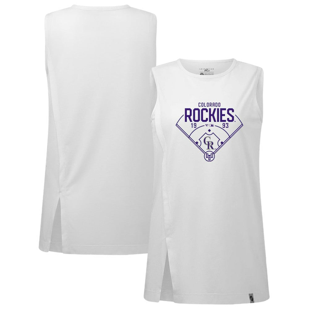 Colorado Rockies Levelwear Women's Influx Home Field Tank Top - White