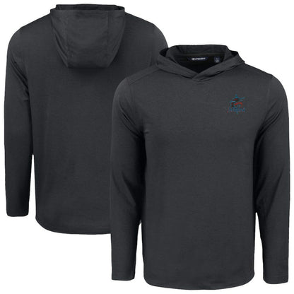 Miami Marlins Cutter & Buck Coastline Epic Comfort Recycled Eco Hoodie Long Sleeve T-Shirt - Black