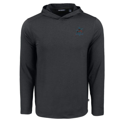 Miami Marlins Cutter & Buck Coastline Epic Comfort Recycled Eco Hoodie Long Sleeve T-Shirt - Black
