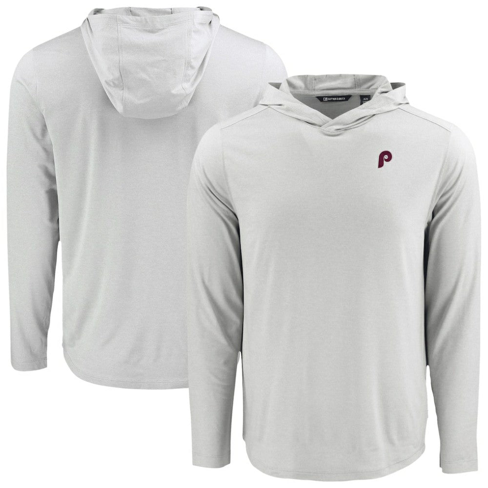 Philadelphia Phillies Cutter & Buck Coastline Epic Comfort Recycled Eco Hoodie Long Sleeve T-Shirt - Gray