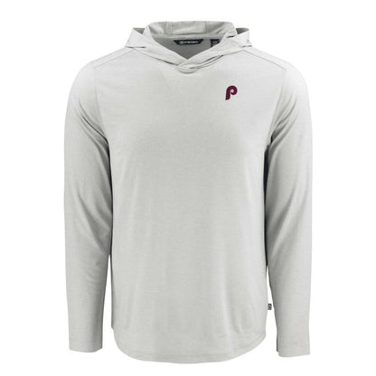 Philadelphia Phillies Cutter & Buck Coastline Epic Comfort Recycled Eco Hoodie Long Sleeve T-Shirt - Gray