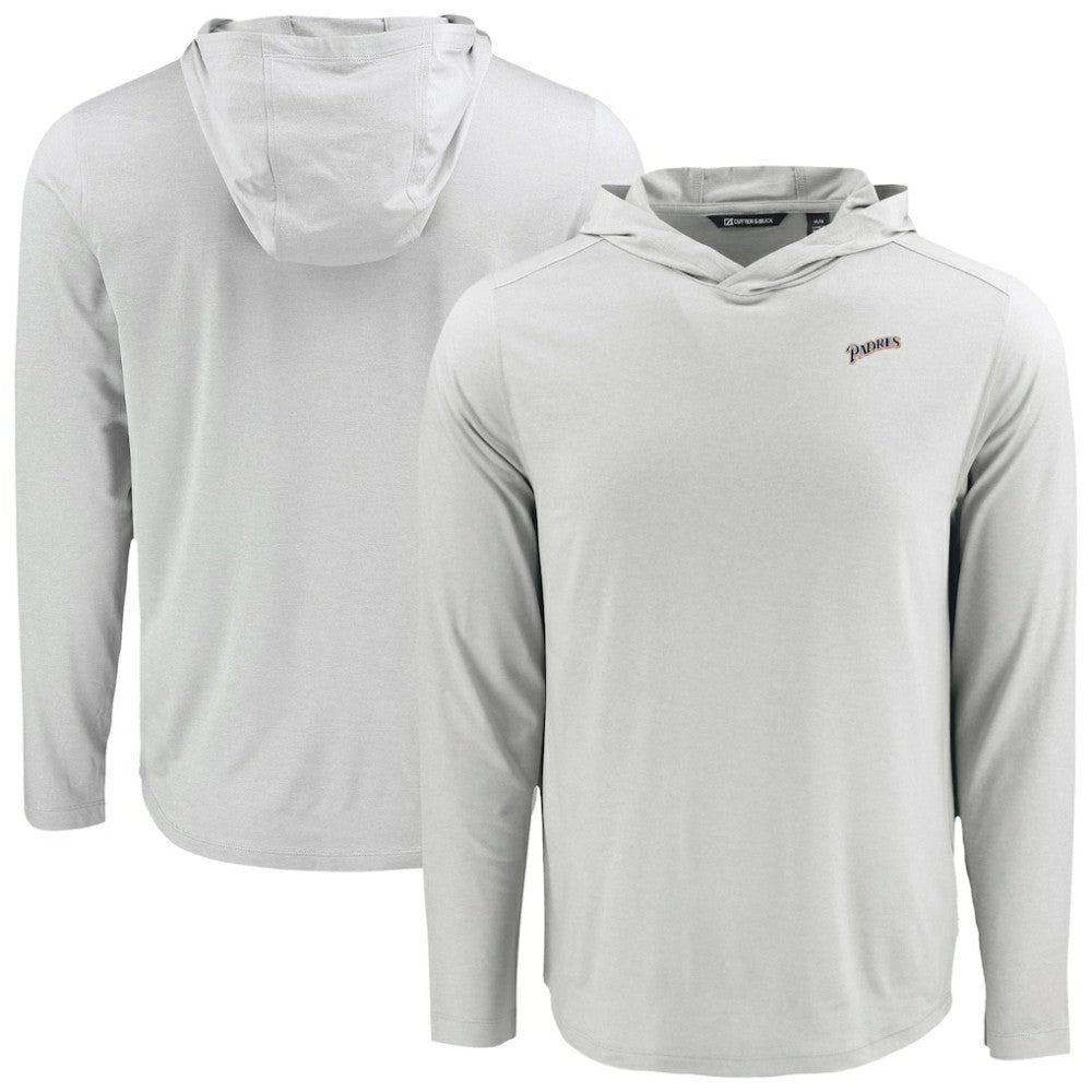San Diego Padres Cutter & Buck Coastline Epic Comfort Recycled Eco Hoodie Long Sleeve T-Shirt - Gray