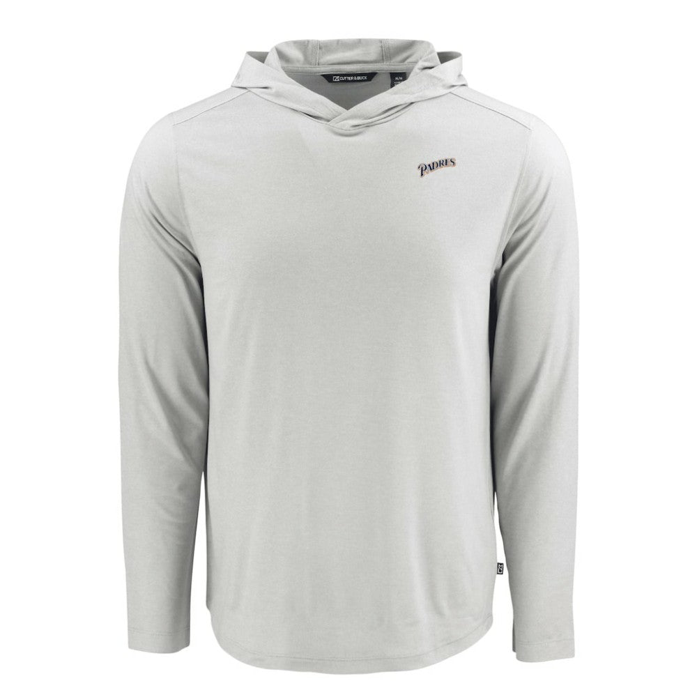 San Diego Padres Cutter & Buck Coastline Epic Comfort Recycled Eco Hoodie Long Sleeve T-Shirt - Gray