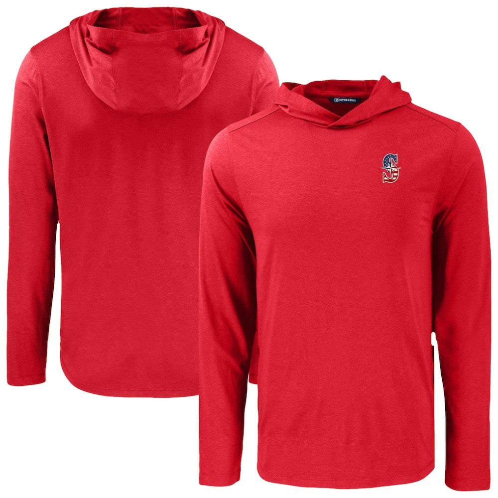 Seattle Mariners Cutter & Buck Coastline Epic Comfort Recycled Eco Hoodie Long Sleeve T-Shirt - Red
