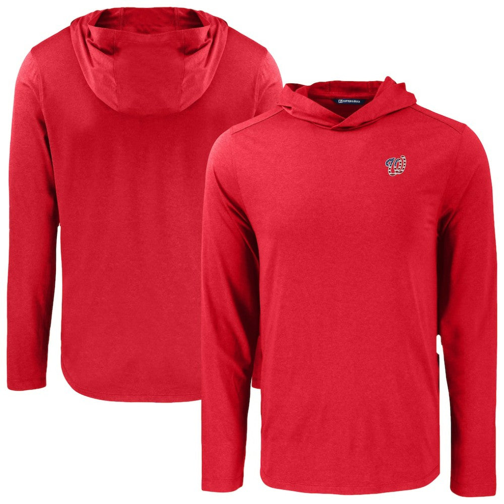 Washington Nationals Cutter & Buck Americana Coastline Epic Comfort Recycled Eco Hoodie Long Sleeve T-Shirt - Red