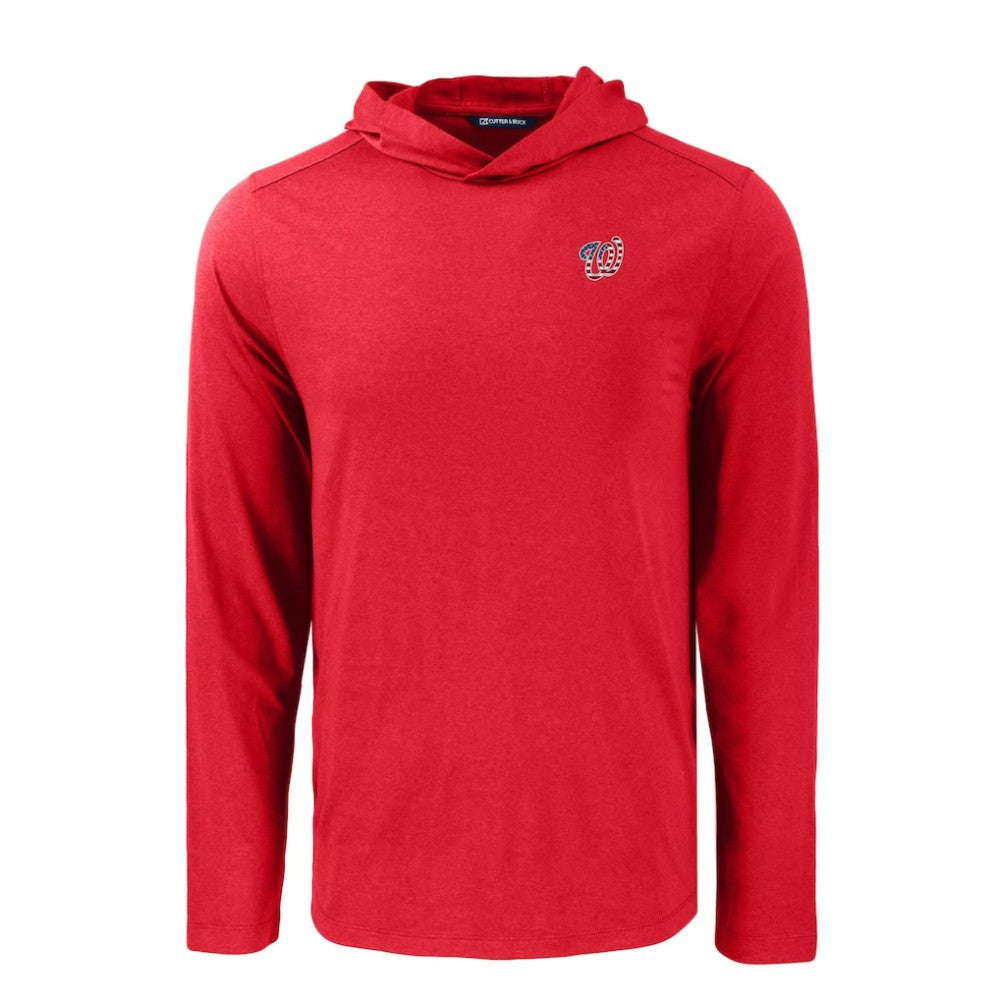 Washington Nationals Cutter & Buck Americana Coastline Epic Comfort Recycled Eco Hoodie Long Sleeve T-Shirt - Red