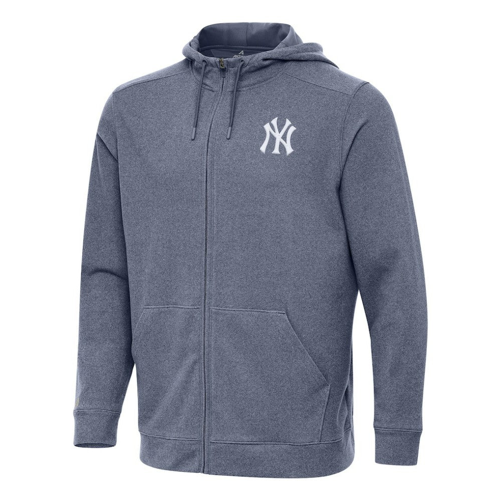 New York Yankees Antigua Effortless Full-Zip Hooded Jacket - Heather Navy