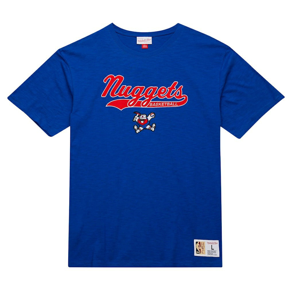 Denver Nuggets Hardwood Classics Felt Applique Slub T-Shirt sale - Royal | Mitchell & Ness outlet