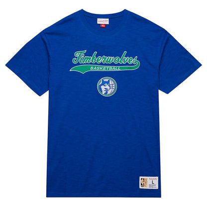 Minnesota Timberwolves Hardwood Classics Felt Applique Slub T-Shirt - Blue | Mitchell & Ness cheap