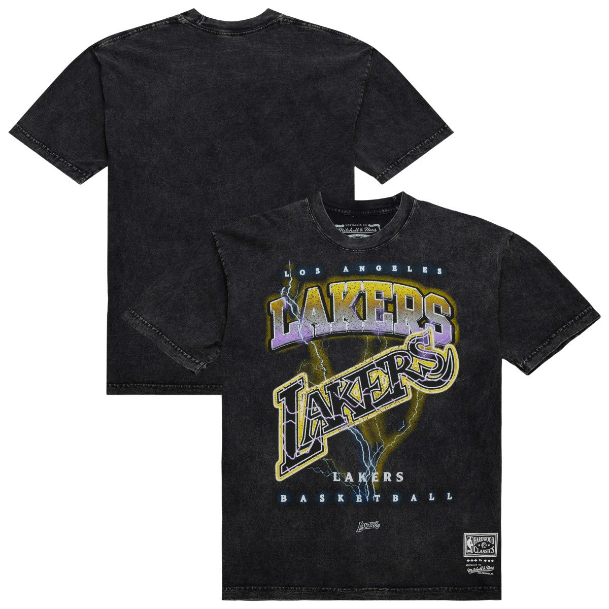 Los Angeles Lakers Unisex Hardwood Classics Vintage Voltage Premium Heavyweight T-Shirt - Black | Mitchell & Ness sale