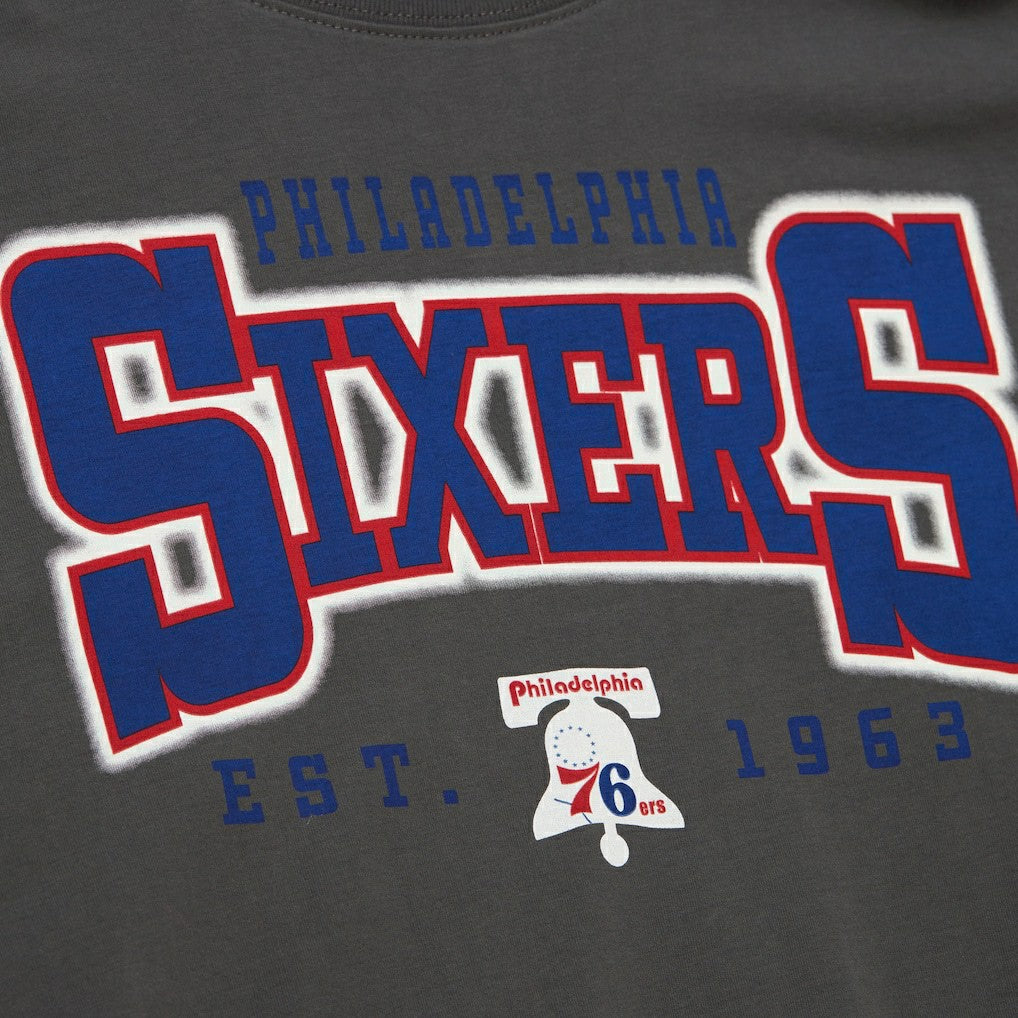 Philadelphia 76ers Women's Hardwood Classics Oversized Boyfriend T-Shirt - Charcoal | Mitchell & Ness outlet