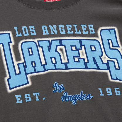 Los Angeles Lakers Women's Hardwood Classics Oversized Boyfriend T-Shirt - Charcoal | Mitchell & Ness cheap