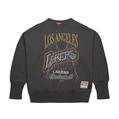 Los Angeles Lakers Women's Hardwood Classics Lightweight Pullover Sweatshirt - Charcoal | Mitchell & Ness online