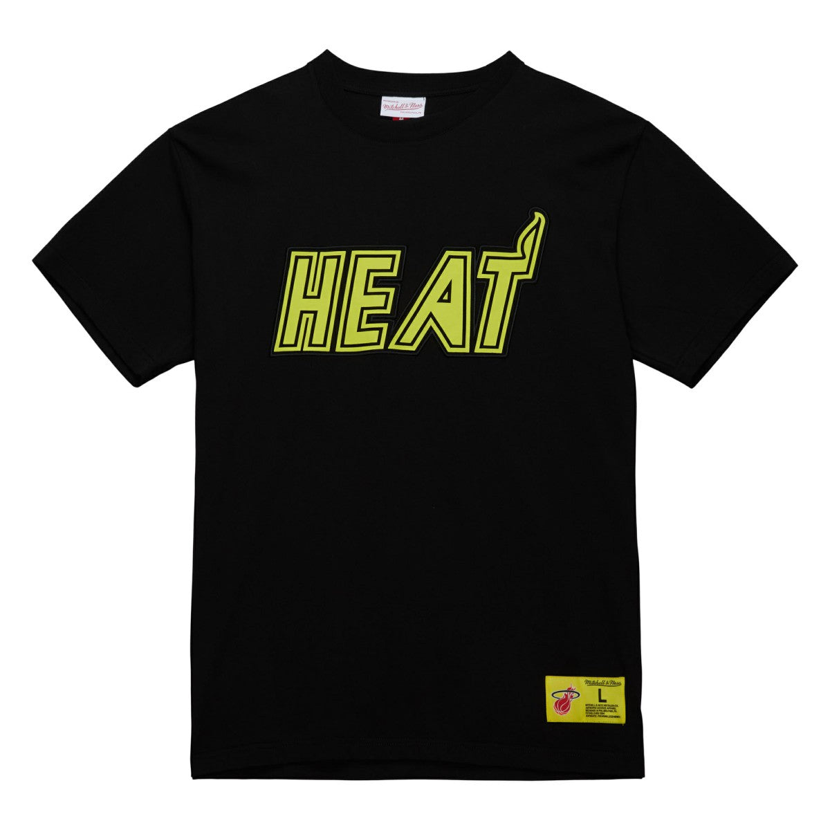 Miami Heat Hardwood Classics Neon Nights Premium T-Shirt - Black | Mitchell & Ness for sale