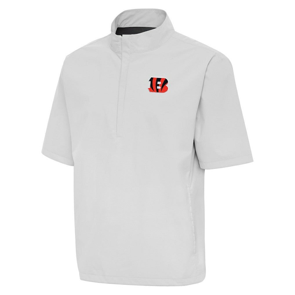 Cincinnati Bengals Antigua Brisk Short Sleeve Quarter-Zip Windshirt - Heather Gray cheap
