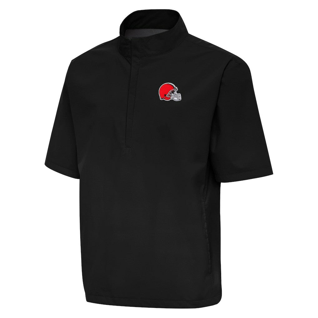 Cleveland Browns Antigua Brisk Short Sleeve Quarter-Zip Windshirt - Black sale