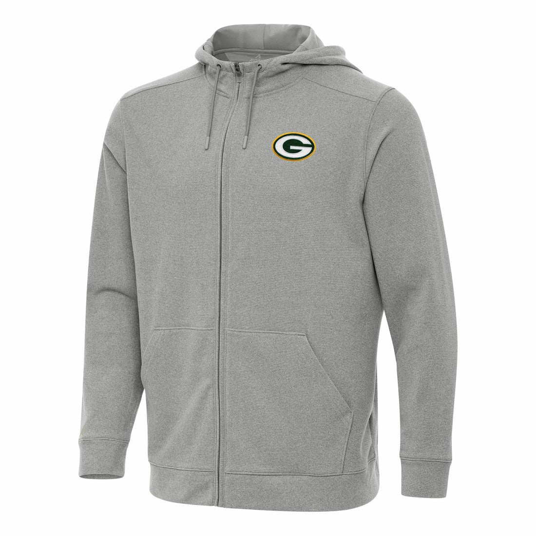 Green Bay Packers Antigua Effortless Full-Zip Hoodie - Heather Gray for sale