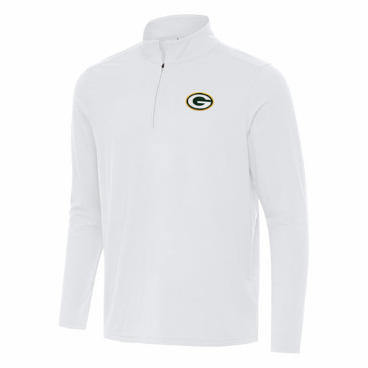 Green Bay Packers Antigua Intent Quarter-Zip Pullover Top - White on sale