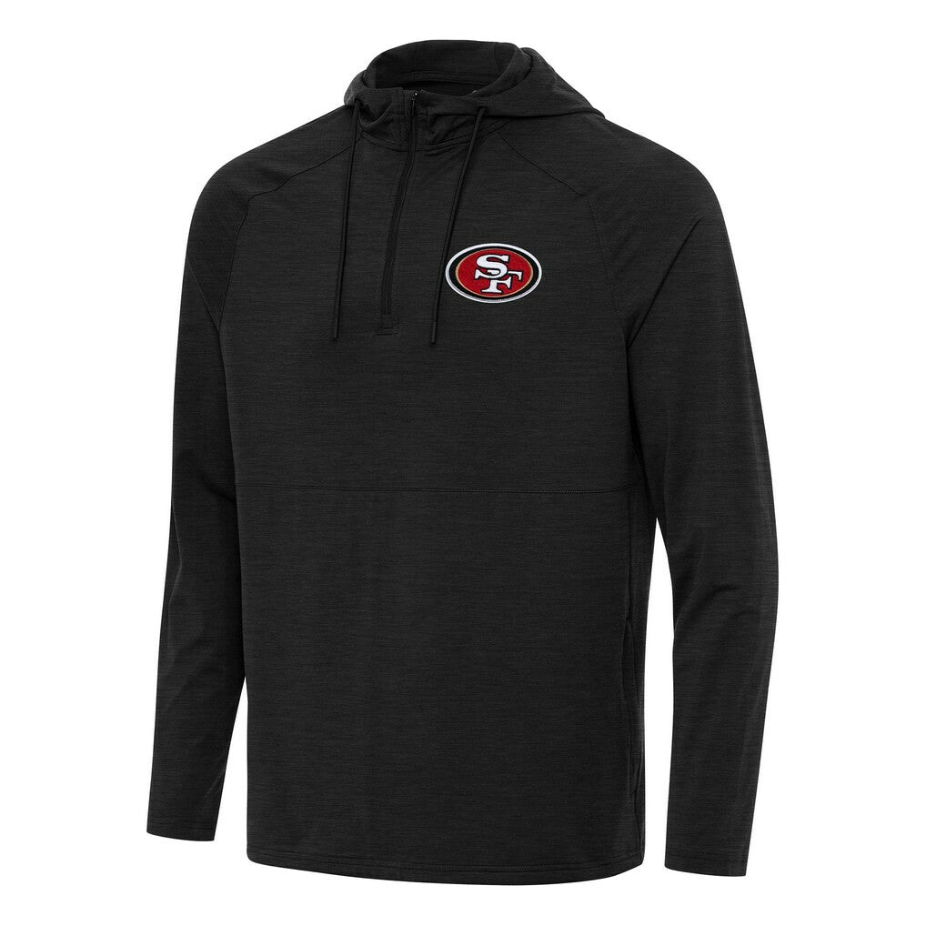 San Francisco 49ers Antigua Spikes Quarter-Zip Pullover Hoodie - Heather Black cheap